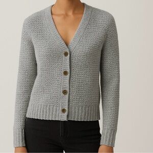 Madewell Sweater Womens Size XXS Beige Cropped Cardigan V Neck Cable Knit Button